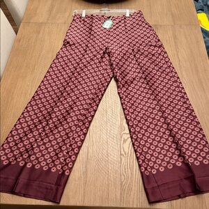 Ann Taylor Maroon and Pink Geometric Pants